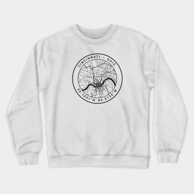 Cincinnati Map Crewneck Sweatshirt by Ryan-Cox